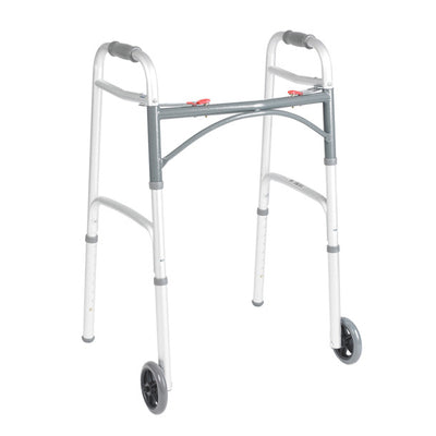 Deluxe Folding Walker, Two Button w/ 5" wheels