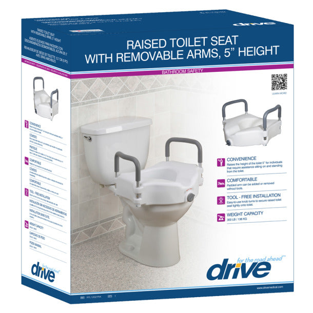 Premium Raised Toilet Seat with Removable Arms