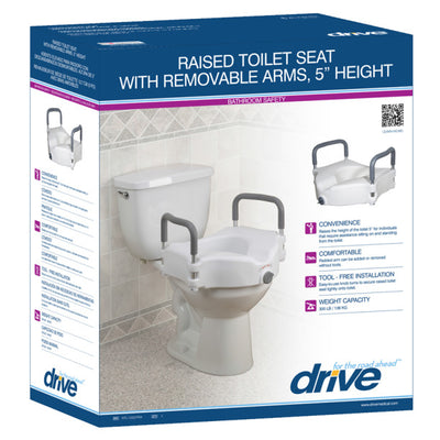 Raised Toilet Seat with Tool-Free Removable Arms, 5" Height
