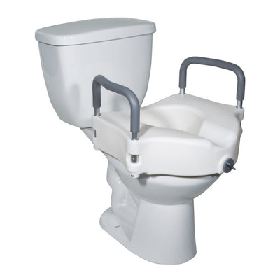 Raised Toilet Seat with Tool-Free Removable Arms, 5" Height
