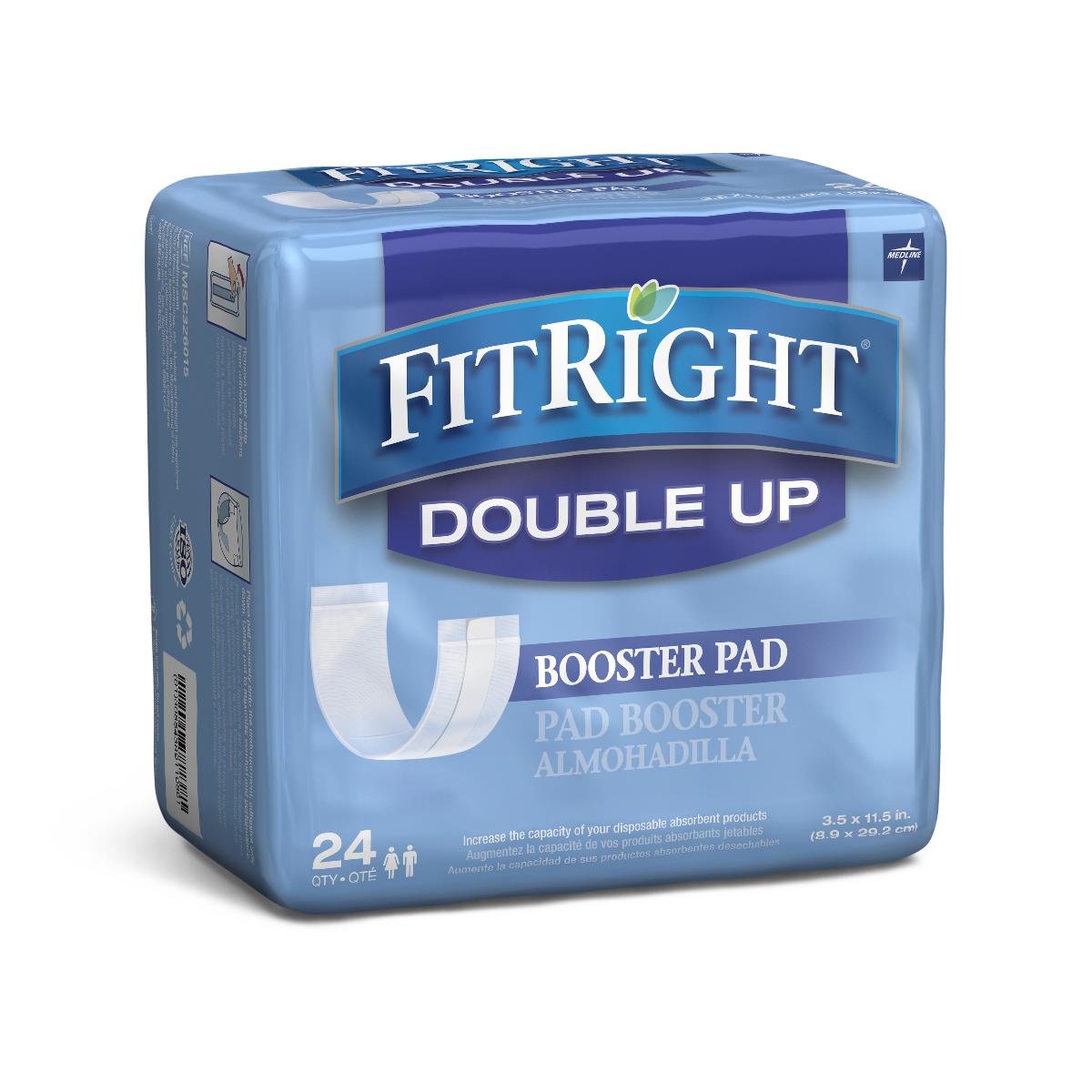 FitRight Double Up Incontinence Booster Pad, 3.5"x11.5"